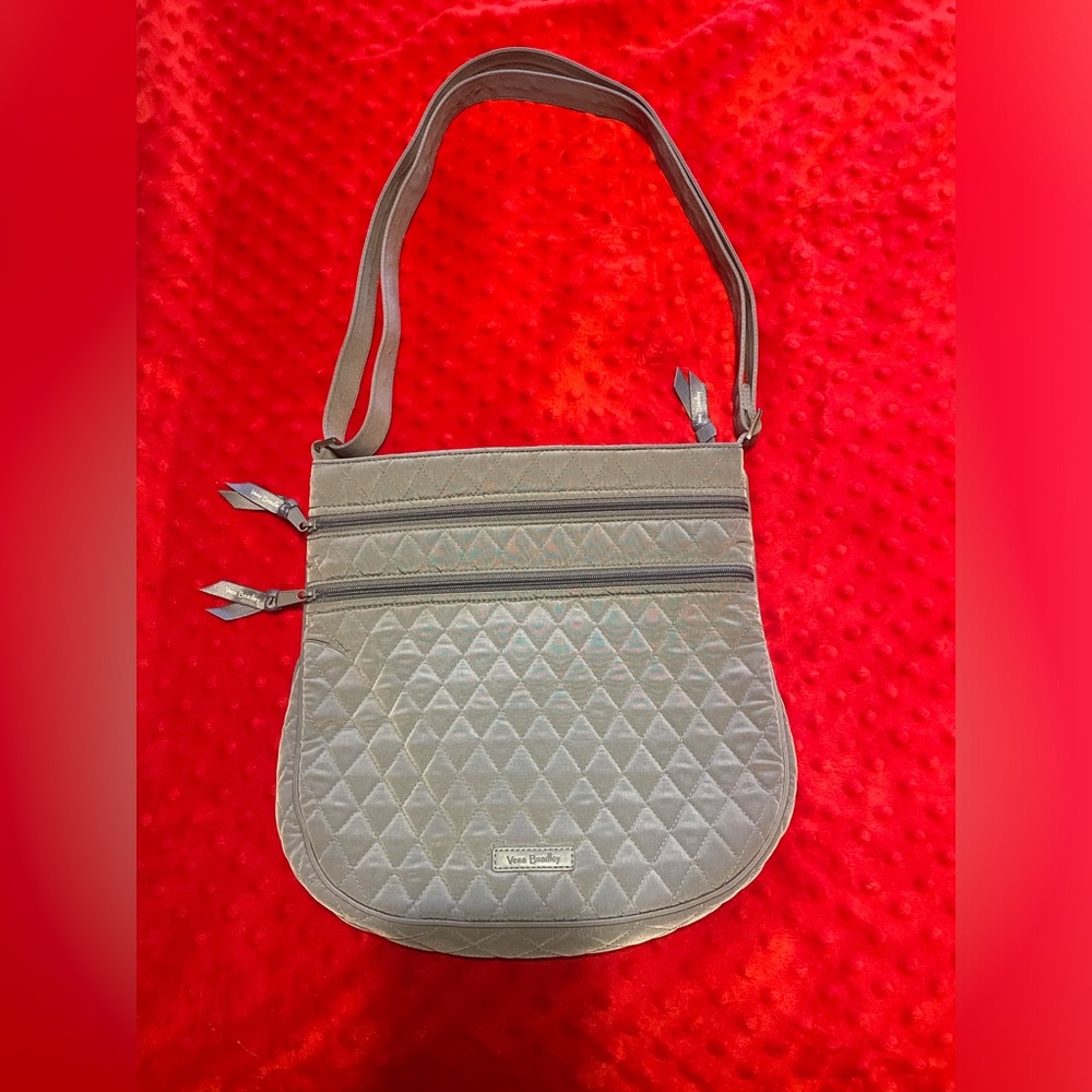 VERA BRADLEY Trio Zip Hipster Carbon Gray Crossbody Purse Bag Microfiber NWOT